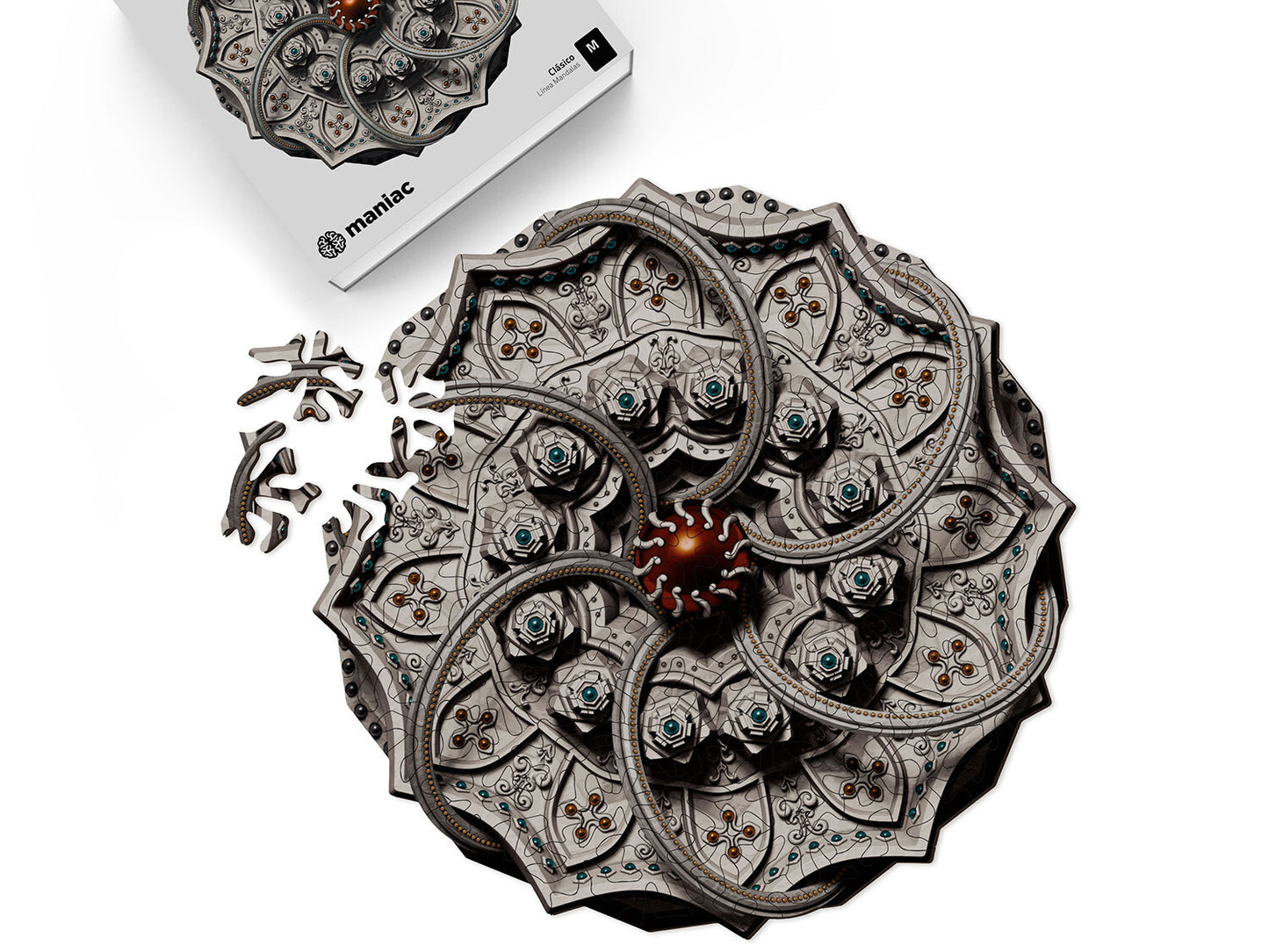 Puzzle Clásico: Simetría y concentración en un mandala único - Maniac Puzzles
