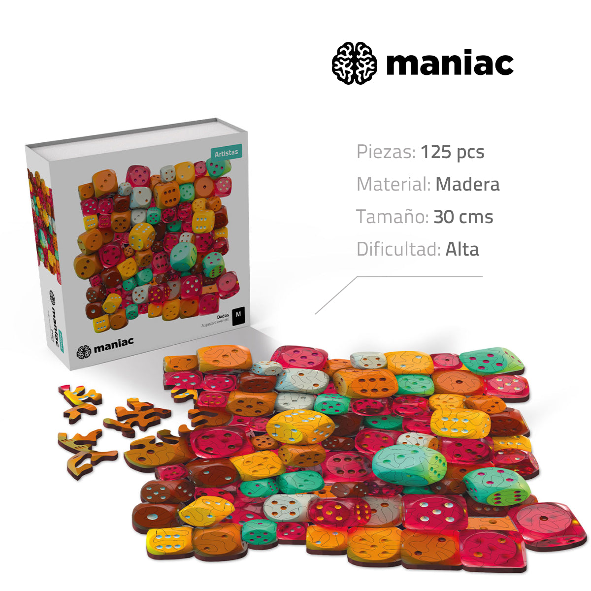 Puzzle Dados: Geometría y color en un caos perfecto para jugar - Maniac Puzzles