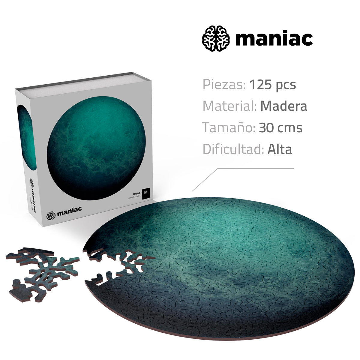 Puzzle Urano: Serenidad y misterio en tonos azul verdoso - Maniac Puzzles